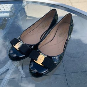 Salvatore Ferragamo Patent Bow Ballet Flats 7 1/2